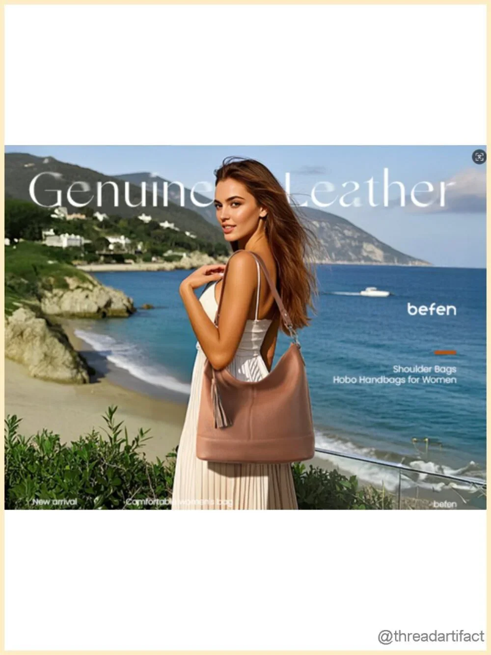 Genuine Leather Hobo Crossbody Bag, Soft Real Leather Shoulder Purse with 2